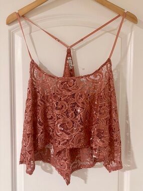 Free People Rose Lace Sequin Camisole